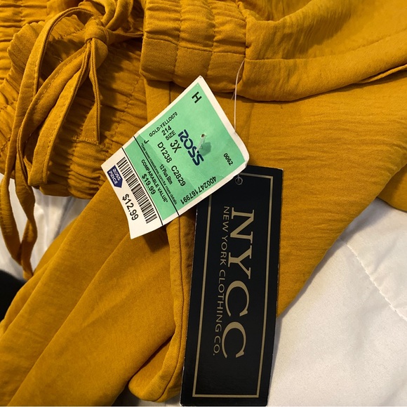 Plus Size 3x pants Draw String Bottoms Mustard - Picture 3 of 6